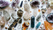 Assortment of Colorful Crystals and Flowers