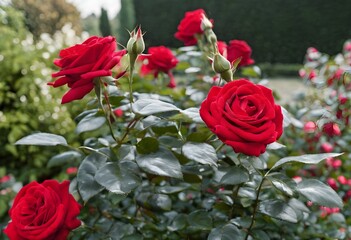 Sticker - A view of Red Roses in a garden