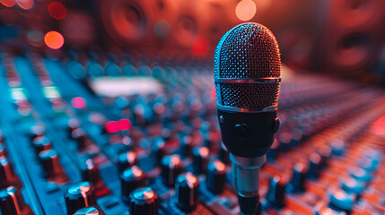 control desk of a recording studio