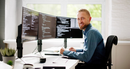 Web Developer Coding On Computer