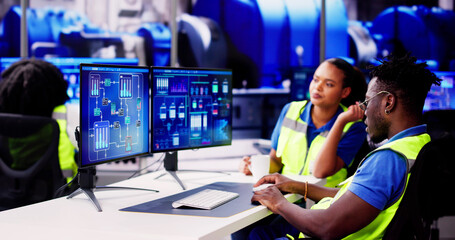 Wall Mural - Engineer Operators Using Scada System