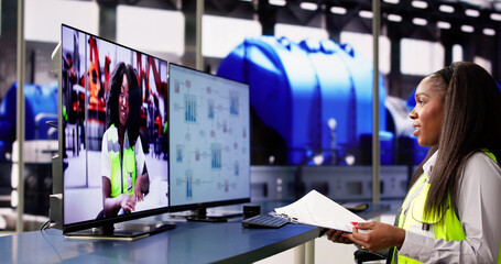 Wall Mural - African American Woman Video Conference Meeting