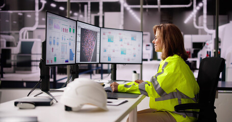 Leinwandbilder - Industrial Data Automation System On Computer
