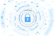© Who is Danny - Abstract cyber security concept with a padlock icon, network data and dynamic lines on a light blue background