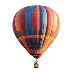 A hot air balloon with a person inside is floating in the air,isolated on white background or transparent background