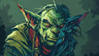 Portrait of goblin monster in comic style illustration.