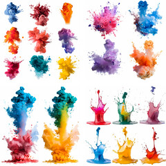 Canvas Print - splatter spot stain splashing explosion ink rainbow spray smoke vibrant creativity watercolor paint