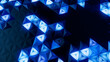 © RocknRoller Studios - Illuminated, Blue Three-Dimensional Surface with Tetrahedrons. High Tech, Neon 3d Background.