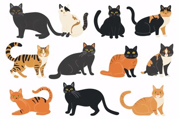  illustration of cats on a white background