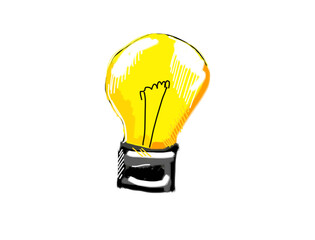 Aufkleber - A sketched illustration of a light bulb on a white background, symbolizing creativity and ideas