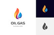 Oil and gas industry logo design with 3D vector logo and flat illustration for energy and industry company