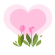 heart with leaves, tulip  flower , floral, mother day wedding card art 