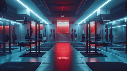 Wall Mural - Mirrored walls reflecting your determination as you tackle the squat rack.