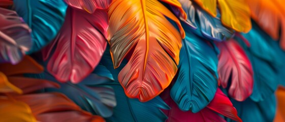 Canvas Print -  colorful carved plastic feathers (kitchen glass)