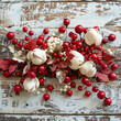 © Bushra - Fashionable Memorial Day decor with red and ivory berries on a bleached wood surface.