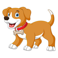 Sticker - Cartoon beagle dog isolated on white background