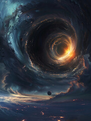 Wall Mural - a space scene with a large hole in the sky