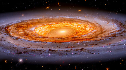 Wall Mural - a spiral galaxy with a bright yellow center