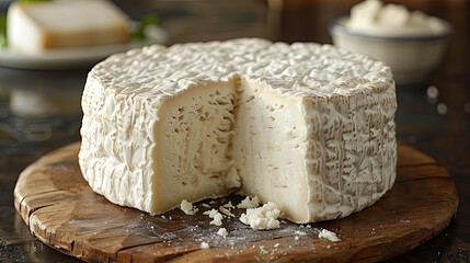 Sticker - A wedge of cheese is cut out of a large white cheese wheel