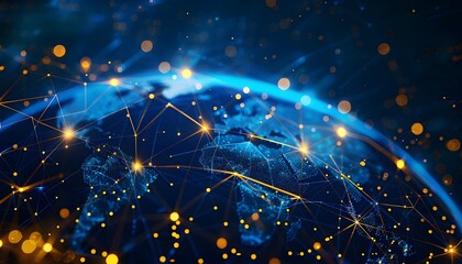 vernetze welt mit einem goldnetz über dem globus