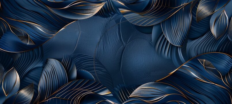 Abstract elegant dark blue and gold line  pattern  (kitchen glass)