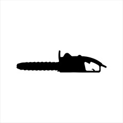 Wall Mural - Black chainsaw silhouette isolated on white background. Chainsaw icon vector illustration.