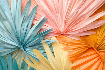 Wall Mural - colorful origami palms display in pastel shades of blue, pink, and yellow