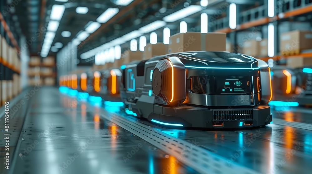 Future Technology 3D Concept Automated Retail Warehouse AGV Robots with ...