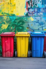 Wall Mural - garbage cans sorting garbage. Selective focus