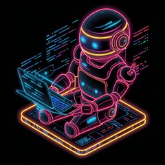 Top view of man working using computer Vector illustration of website design