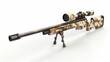 © Zahid - Desert Camouflage Sniper Rifle with a white background in a studio setting.