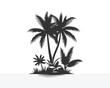 © Moin by - palm tree black silhouettes white background Vector design