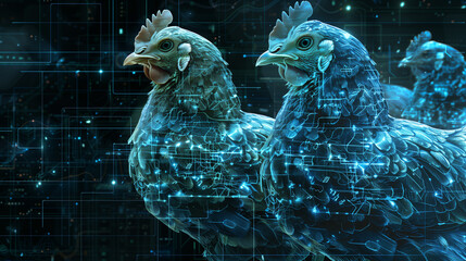 Digital chickens in a matrix-like data stream.