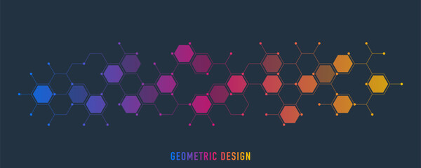 Abstract design element with geometric background of hexagons shape pattern