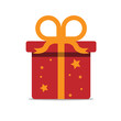 festive gift box, red box wrap and yellow ribbon