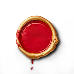 Wall Mural - Red and golden wax seal stamp on transparent background