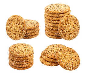 Wall Mural - Set of delicious oatmeal cookies, cut out