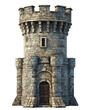 © AiDesign - ancient fantasy medieval castle watch tower isolated on white transparent background