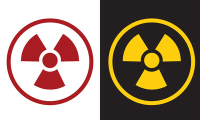 set of Radioactive icons nuclear symbol. Uranium reactor radiation hazard. Radioactive toxic danger sign design isolated on white and black  background. Nuclear bomb symbol. Danger  Vector icons. EPS 
