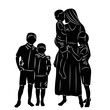 mom and children silhouette on white background vector