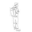 sketch of a man with backpacks on a white background vector