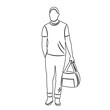 sketch of a man with a bag on a white background vector