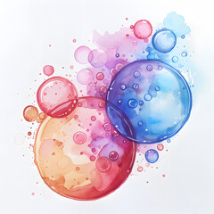 Wall Mural - Bubble watercolor on white background