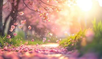 Sticker - beautiful cherry blossoms in spring season, scenic view, created with ai