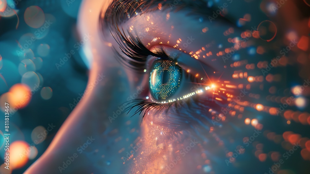 Futuristic Digital Human Face with Glowing Data and Code - Technology ...
