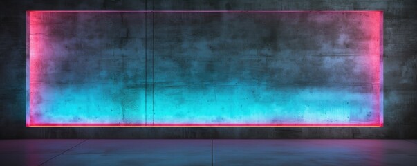 Wall Mural - Modern Industrial Style: Neon Pink Light Against Concrete Wall Background banner