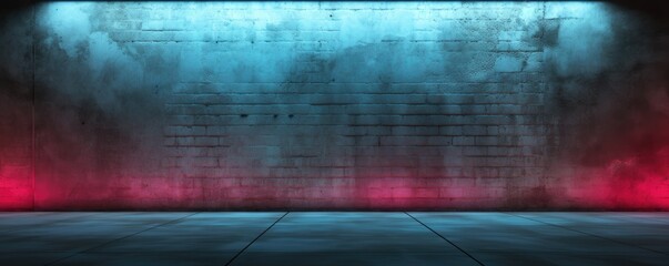 Wall Mural - Modern Industrial Style: Neon Pink Light Against Concrete Wall Background banner