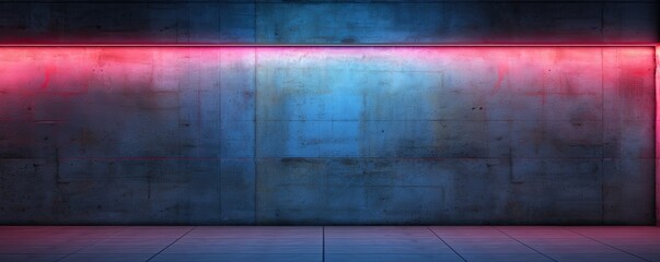 Wall Mural - Modern Industrial Style: Neon Pink Light Against Concrete Wall Background banner