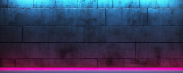 Wall Mural - Modern Industrial Style: Neon Pink Light Against Concrete Wall Background banner