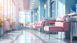 © Rasheeda - Interior of a hospital corridor with pink armchairs